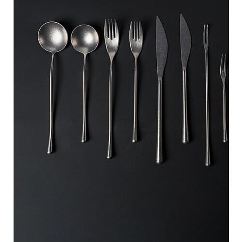 Japan Style Retro Ins Popular High Quality 304 Stainless Steel Steak Knife&Forks Cake Desserts Soup Spoon Cutlery Tableware