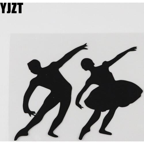 YJZT 13.5CMX10.1CM Ballet Dance Man Woman Couple Dancing Vinyl Car Sticker Black/Silver 8A-0904