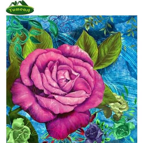 YUMEART 5D DIY Diamond Mosaic Embroidery Pink Rose Flowers Diamond Painting Full Drill Rhinestone Cross Stitch Home Decor
