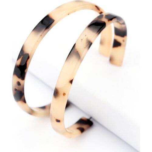 AENSOA Trendy Leopard C-Type Earrings Alloy Acetate Round Circle Hoop Earrings For Women Statement Party Jewelry Gifts Wholesale