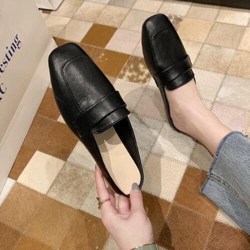 Flat Shoes 2021 Fashion for Women PU Square Toe Slip on Flip Flops Women Slipper Summer Sandals Womens Shoes Casual Flat Shoes