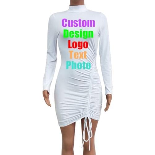 Customize your picture LOGO womens fleece thick sexy tight dress