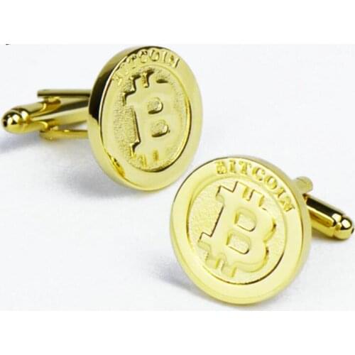 10pairs/lot Gold Bitcoin Cufflinks Copper Made Cuff Links Shirt Cuff Button Mens Jewellery Accessory Fashion Gift