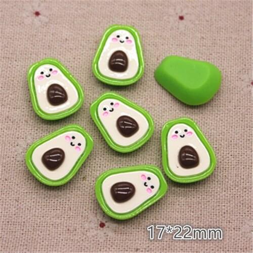 10pcs 17*22mm Cute Resin Simulation Cartoon Fruit Avocado Flatback Cabochon Food Art DIY Hair Clip Decoration