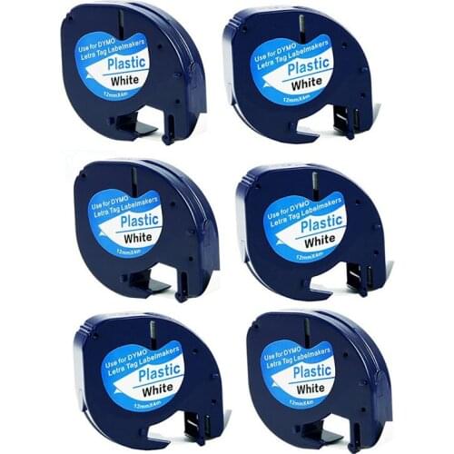 15pcs dymo LetraTAG 91201 white plastic tape DYMO LT91201 Ribbon 12MM*4M