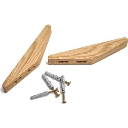 QX2E 2/4PCS Wood Clothes Hanger Wall Mounted Coat Hat Scarf Hook Key Storage Rack