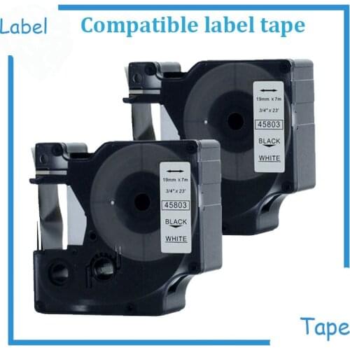 2PK 19MM Compatible For DYMO D1 Label Tape 45803 For DYMO Printer Black on White 3/4 x 23"