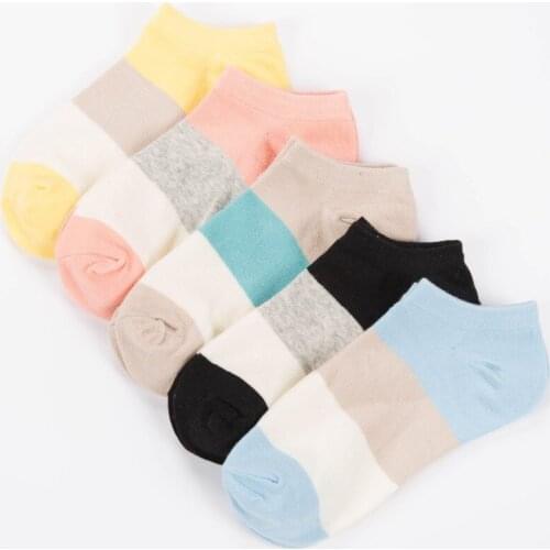 5 pairs / lot Hot selling Spring & summer cotton fashion women socks 5 colors Short Boat Socks for girls