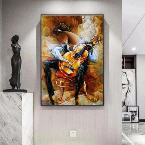 Abstract Guitarist Canvas Painting Gift Colorful Painting Posters and Prints Wall Art Pictures for Living Room Home Decoration