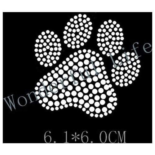 Free Shipping Hot Fix Rhinestones Motifs Iron On Heat Transfer Crystal paw print
