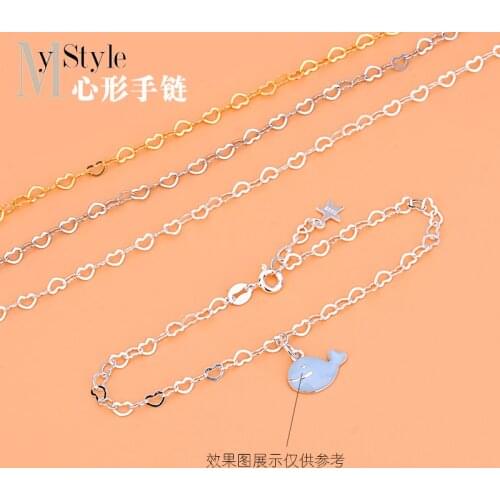 S925 pure silver temperament lovely love chain heart chain cross chain bracelet Jewelry DIY accessories material bag