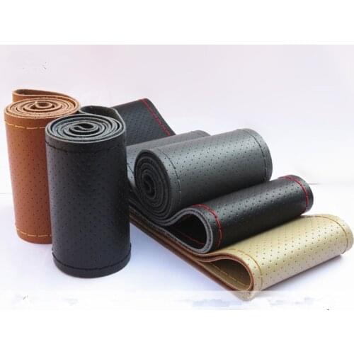 DIY Hand-stitched Steering Wheel Cover with Needles Genuine Cowhide Car Braid Leather Auto Steering-Wheel Covers 36CM/38CM/40CM