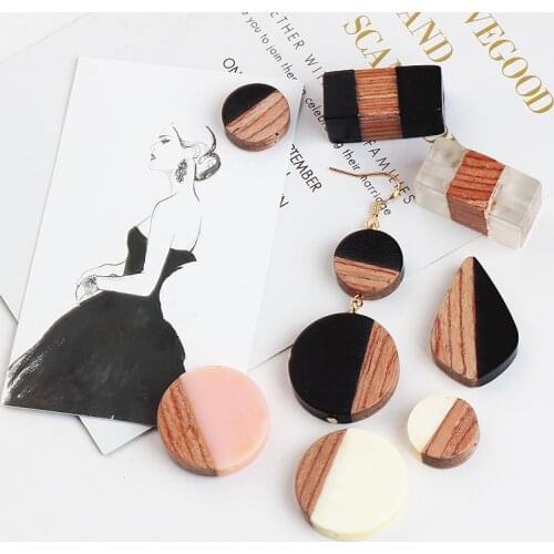 DIY handmade jewelry accessories and resin wood round earrings geometric Rectangular Pendant material