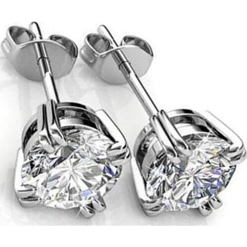 Huitan Dainty Round CZ Stud Earrings Ear Piercing for Women Low-key Versatile Girl Accessories Daily Wear Timeless Style Jewelry