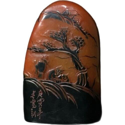 China old Beijing old goods Seiko Crows skin with a thin seal of Shoushan stone