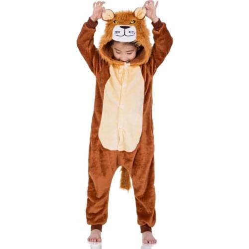 Girls Boys Lion Onesies 2020 Kids Winter Pajamas Set Children Unicorn Lion Cartoon Anime Animal Pajamas Sleepwear