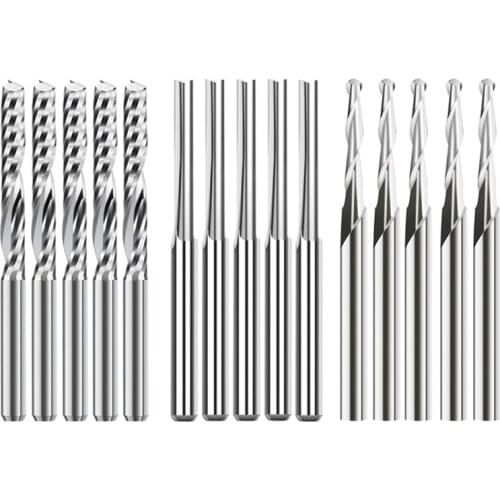 End Mill Engraving Bits Set 15Pcs CNC Router Bits For Woodworking Acrylic Cutting 3.175/2Mm Shank Carbide Milling Cutter