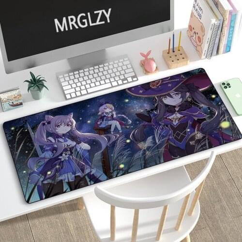 MRGLZY Genshin Impact Keqing Mouse Pad Gamer Large Anime DeskMat Carpet Computer Gaming Peripheral Accessories MousePad for LOL