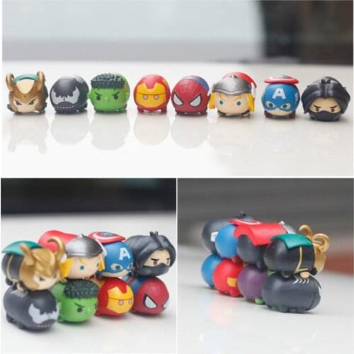 MR TEA 8pcs/set Cute Cartoon Mini Hero Jenga Car Ornaments Model Action Dolls Gifts Toy Figure Auto Accessories