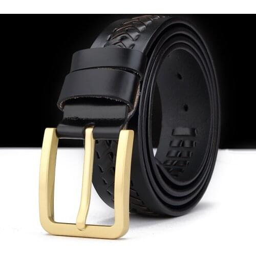 Fashion Designer Belt 100% Genuine Leather Famous Brand Luxury Copper Buckle Pin Belts Men Belts Male Hand-made Waist Strap