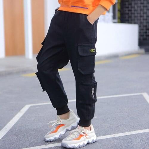 4 To 14 Years Kids and Teen Boys Spring Casual Trousers 2021 New Children Fashion Cargo Pants Loose, #9370