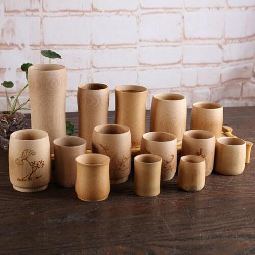 Natural Bamboo Drinking Cup Tea Beer Vintage Coffee Juice Milk Cup Japan Style Wooden Cup Breakfast Beer Milk Drinkware