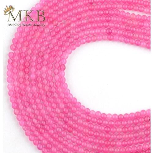 Natural 3mm Rose Red Jades Stone Round Beads For Jewelry Making Space Loose Beads DIY Handmade Bracelets Necklace Jewellery 15"
