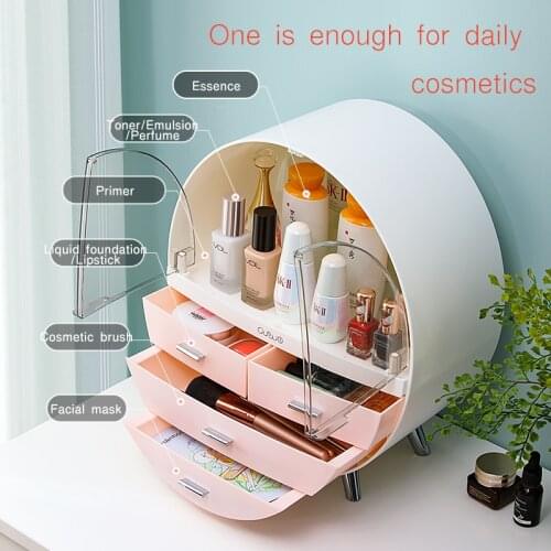 Makeup Organizer for Cosmetic Dust Proof Rack Capacity Cosmetic Storage Box Organizer Desktop Jewelry Nail Polish Makeup Drawer