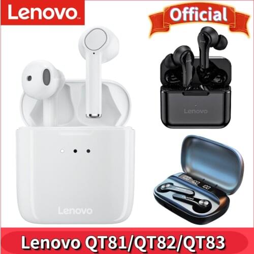Original Lenovo QT81/QT82/QT83 Bluetooth 5.0 Headphone Wireless Earphones Touch Control Headset HiFi Stereo Bass Sports Earbuds