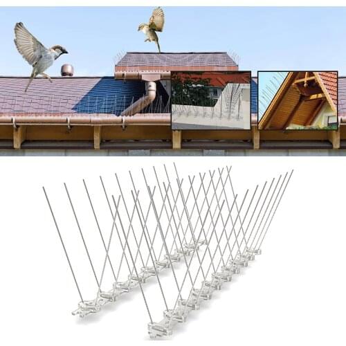 25CM Plastic Repeller Bird And Pigeon Spikes Deterrent Anti Bird Stainless Steel Spike Strip For Garden Farmland Orchard