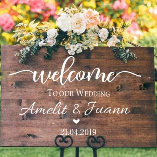 Welcome Wedding Sign Wall Stickers Mural Vinyl Decal Engagement /Celebration /Baptism/ Birthday Sign wedding C1004
