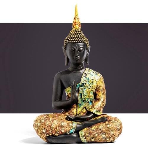 10cm Mini Buddha Statue Thailand Buddha Sculpture Green Resin Hand Made Buddhism Hindu Fengshui Figurine Meditation Home Decor