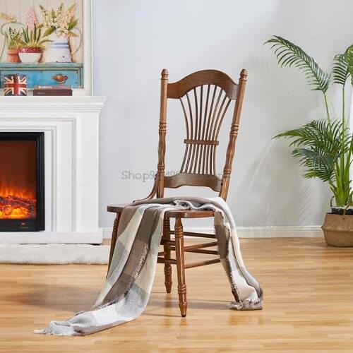 Solid Wood Retro American French Chair Medieval Photo Home Net Red Ins High Back Dining Chair Study Windsor Chair