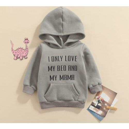 Girl Long Sleeve Warm Fleece Hooded Dress Fashion Toddler Letter Print Love Mama Dress With Pocket Autumn Kids Clothing 2021