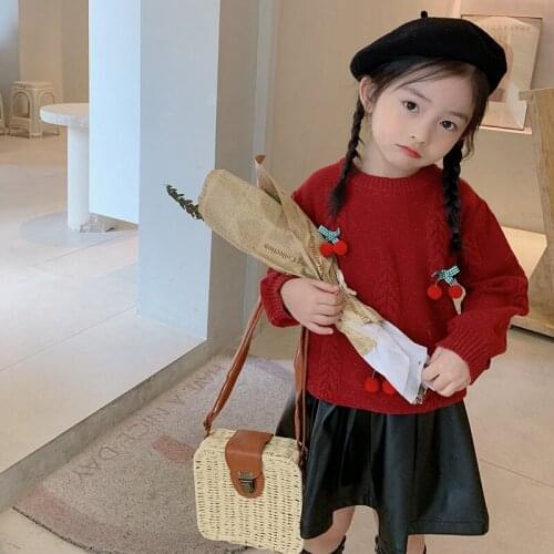2021 Korea style girls boys printd knitted sweater autumn full sleeve fashion kids pullover sweater 2-8 years
