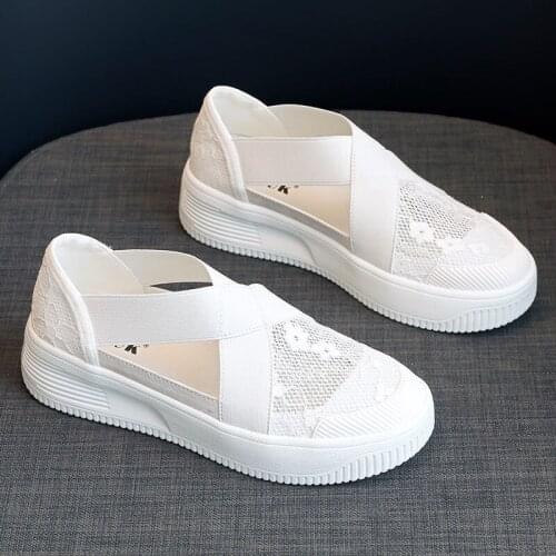 Fisherman Shoes Women Summer 2021 New Thick-soled Muffin Lace Cross Breathable Loafers Pregnant Women Cloth Shoes