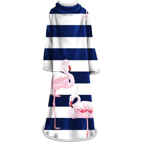 Flamingo Print Comfortable Soft Plaid Sleeve Blankets for Adult Bedding Quilt New Home Textile With Sleeve