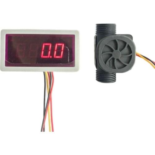 US208MA +USN-HS21TA 1-30L/min 1/2" flow sensor Flow Meter and Alarmer Flow Rate Display Frequency Counter Hall water Flow Sensor