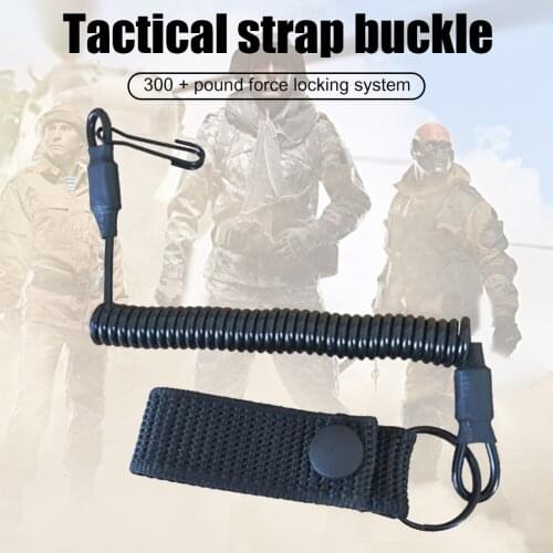 Retractable Nylon Airsoft Gun Spring Rope with Plastic Hook Anti-Loss Elastic Spring Keychain Strap Camping Hiking Accessories
