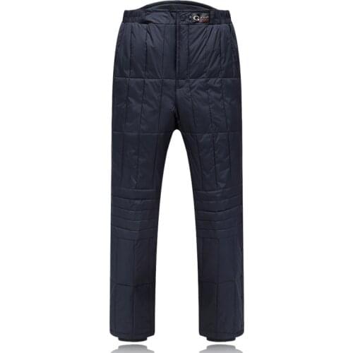 High Waist Winter Down Pants Men Double Face 80% White Duck Down Padded Trousers Thick Warm Keep Pants Fathers Trousers PT-154
