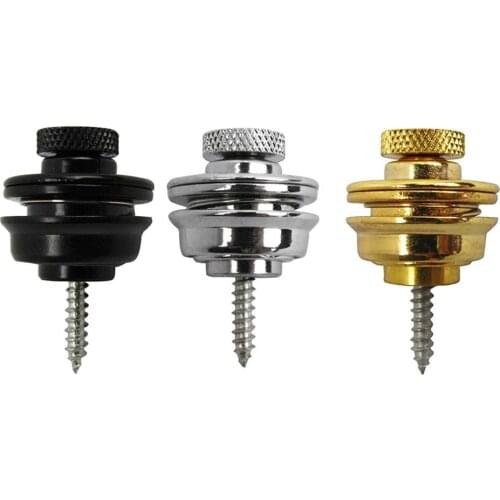 2 Pcs Flat Head Guitar Bass Strap Lock Skidproof StrapLock locking pegs Pins,Guitar Strap button Pins end - Chrome Black gold