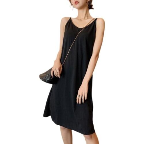 Womens Dress Black Sleeveless V-neck Maxi Dress Summer Loose Split Long Dresses Plus Size Women Clothing