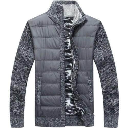 Winter Mens Fleece Sweater Coat Thick Patchwork Wool Cardigan Muscle Fit Knitted Jackets Fashionable Male Clothing for Autumn