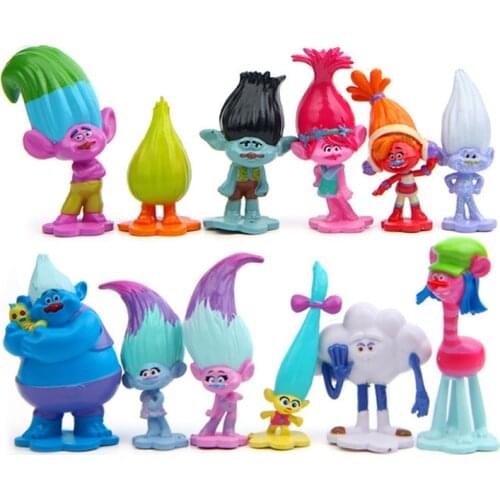 12pcs/set Hot Sell Trolls Ugly Baby Princess Blanch Bobby Cake Decoration Ornaments Doll Children Halloween Birthday Gift Toys