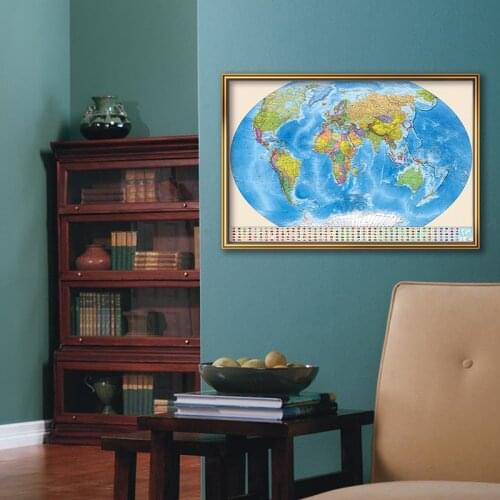 A2 The World Map Wall Art Poster Eco-friendly Canvas Painting Vintage Decor Card Living Room Home Decoration School Supplies