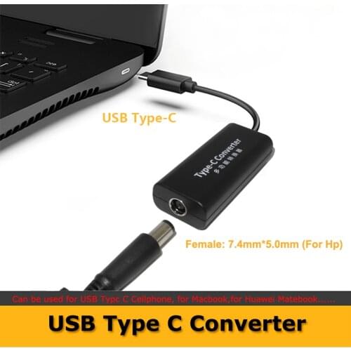 Laptop Dc Power Adapter Connector Charger Converter For Macbook Hp Asus 7.4*5.0mm Female to USB Type C Male Plug Converter
