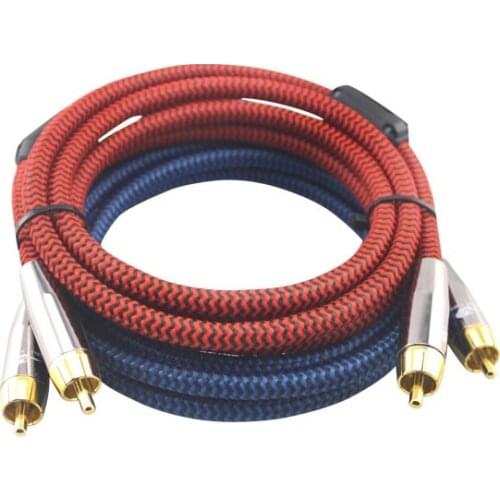 Hifi Stereo Audio Cable 2 RCA Phono Jack to 2 RCA Audio Cable Male to Male for TV Speaker Shielded Braided Cable