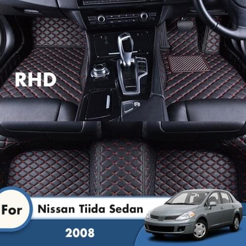 RHD Custom Car Floor Mats For Nissan Tiida Sedan 2008 Car Accessories Interior Decoration Carpet Car Styling Foot Pads Cover Rug