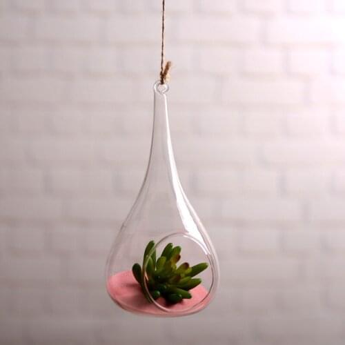 Free Shipping 6pcs/pack Water Drop Shaped Hanging Terrarium Vase Home Decorative Handmade Wedding Friend Gift China Supplier