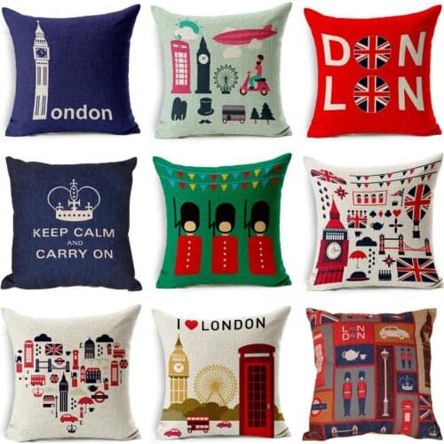 British Style Decorative Pillowcase England London Printing Throw Pillow Case Pillow Cover kussensloop almohada ZT268